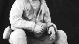 Colette Jacques created this 24-inch clay sculpture, titled Lunch break, over a year ago. It has since been on display at the Elliot Lake Nuclear and Mining Museum.