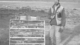 IMA Exploration geologist Sergio Kain with core from the Navidad property in Argentina's Patagonia region.