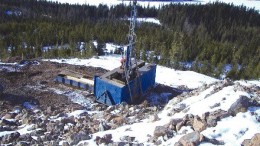 A rig drills the Springer zone on the Mount Polley property in south-central British Columbia.