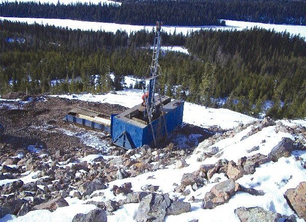 A rig drills the Springer zone on the Mount Polley property in south-central British Columbia.
