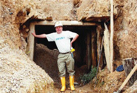 Business News Americas Correspondent David Roberts stands at the entrance to an adit on Greystar Resources' Angostura property in Colombia.