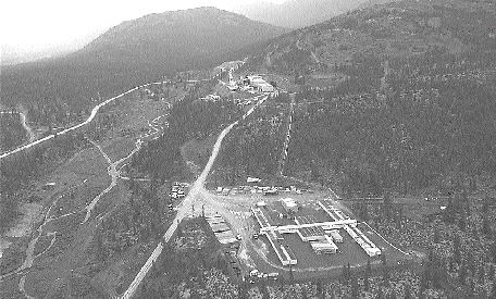 An aerial view of the Julietta camp in Far Eastern Russia with the mill in the distance.