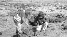 Project Manager Ken Hicks and Dunsmuir Ventures President Art Ettlinger taking samples at the Nanuq project in Nunavut.
