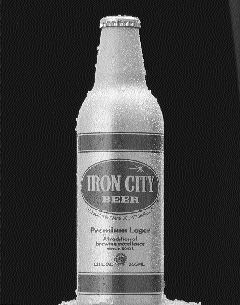 The aluminum beer bottle, produced jointly by Alcoa and Pittsburgh Brewing.