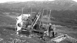 A fly drill turns on the P1 conductor at the Espedalen nickel project in Norway. Falconbridge is drilling Espeladen, and Blackstone Ventures is earning an interest.