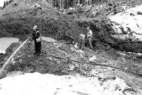 Trenching at Rubicon Minerals' Pocket Pond showing in Newfoundland earlier this year. It was the first outcrop exposure of gold-bearing quartz veins.