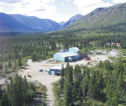 Idled mill complex at Tagish Lake's Skukum gold property in southern Yukon.