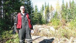 Golden Valley Mines' Senior Geologist Michael Rosetelli on one of the company's claims near Val d'Or, Que.