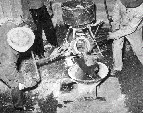 Pouring the first gold brick at the Giant mine in Yellowknife, N.W.T., on Aug. 24, 1948.