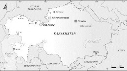 Location map of Oriel Resources' Shevchenko nickel and Voskhod chromium projects in Kazakstan