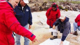 Photo by Rob RobertsonFrom left: Virginia Gold Mines President and CEO Andr Gaumond; Canaccord Capital analyst Graeme Currie; an unidentified research associate; and Virginia's Vice-President of Exploration Paul Archer on the company's lonore gold discovery in the James Bay region of Quebec.