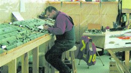 Trade Winds Ventures' Vice-President of exploration and Head Geologist Lorne Warner logs core at the Detour Lake gold project in northern Ontario.