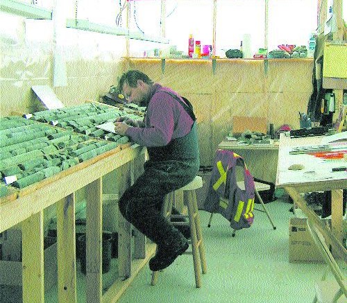Trade Winds Ventures' Vice-President of exploration and Head Geologist Lorne Warner logs core at the Detour Lake gold project in northern Ontario.