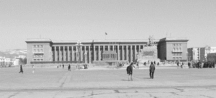 Mongolia's main parliament building, Government House, in Sukhbaatar Square, Ulaanbaatar. The Mongolian People's Revolutionary Party (MPRP) recently withdrew from Mongolia's ruling coalition prompting the dissolution of the country's government.
