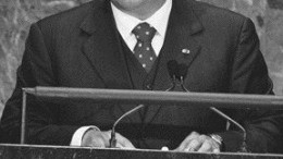 Hugo Rafael Chavez Frias, president of Venezuela, delivers a speech at the 60th General Assembly of the United Nations in New York City, N.Y.