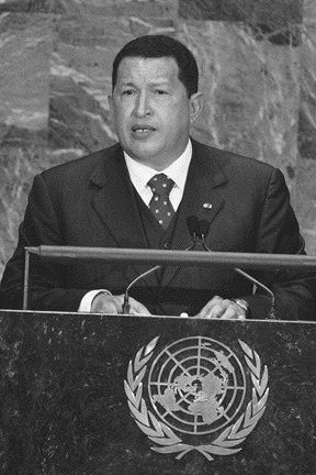 Hugo Rafael Chavez Frias, president of Venezuela, delivers a speech at the 60th General Assembly of the United Nations in New York City, N.Y.