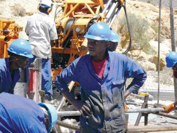 Drillers log long hours under the hot Namibian desert sun. Forsys Metals has two drill rigs on-site and a third is on its way. The company is conducting an 18-hole, 5,300-metre drill program on its Valencia property.