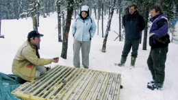 STEPHEN STAKIWFrom left: Nuinsco consulting geologists Chris Wagg and Laura Giroux, vice-president of exploration Paul Jones, and project manager Laird Tomalty examine core at the Diabase uranium project in northern Saskatchewan's Athabasca basin.