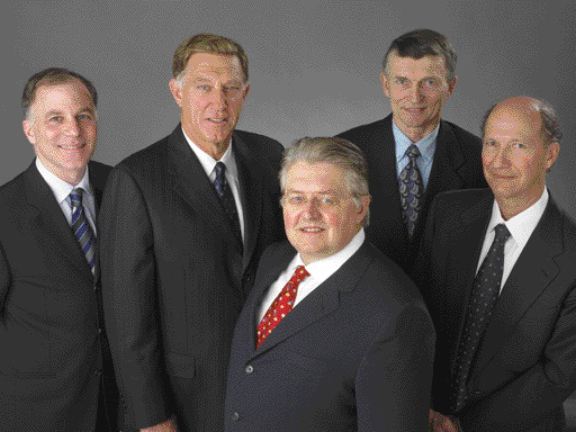 From left: Northern Dynasty Resources Manager David Gaunt, Executive Chairman Robert Dickinson, President and CEO Ron Thiessen, Senior Geologist John Payne, International Exploration Manager Mark Rebagliati