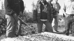 BY VIRGINIA HEFFERNANStrateco Resources president Guy Hbert wets core from hole MT-06-1, which yielded a 10.5-metre section grading 1.12% uranium. The hole was drilled on the Matoush uranium project in Quebec's Otish Mountains.