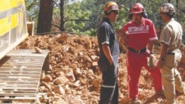 The mine superintendent, supervisor and mill superintendent at the 2130 level open-cut at its La Guitarra silver mine in central Mexico. The company is looking to fast-track production expansion at the project.