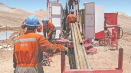 Drilling at Exeter Resource's Caspiche gold-copper project in the Maricunga region of the Chilean Andes.