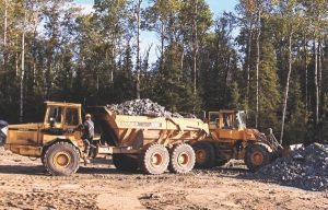 Earth-moving equipment at Richmont Mines' Island gold project near Wawa, Ont.