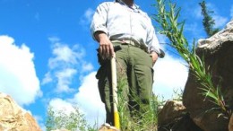 Prospector and H.H. 'Spud' Huestis Award winner Shawn Ryan at the White Gold discovery outcrop in the Yukon. Photo by The Northern Miner
