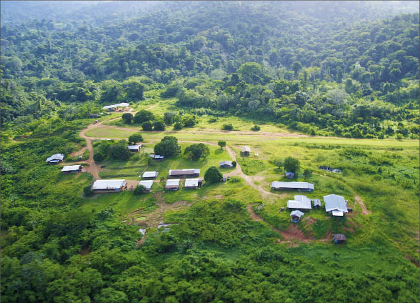 An aerial view of the camp at Columbus Gold's Paul Isnard gold project in French Guiana. Photo by Columbus Gold