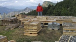 Tirex Resources' CEO Bryan Slusarchuk surrounded by core at the Mirdita project, 70 km northeast of Tirana, Albania. Photo by Tirex Resources