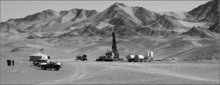 A drill rig at Barrick Gold and Antofagasta's Reko Diq copper-gold project in southwest Pakistan. Photo by Barrick Gold
