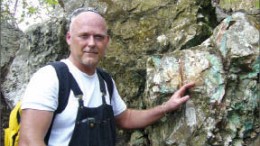 Majescor Resources director Marc-Andr Bernier at the Faille B prospect at the Douvray gold-copper project in Haiti. Photo by Majescor Resources