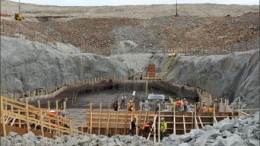 Workers building the foundation for the primary crusher at Detour Gold's Detour Lake gold project in Ontario. Photo by Sam Crittenden