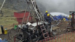 Drillers at work at Lupaka Gold's Crucero gold project 100 km north of Lake Titicaca in southern Peru. Photo by Lupaka Gold