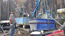 The drill crew preparing a rig at Brixton Metals' Thorn gold project. Photo by Brixton Metals