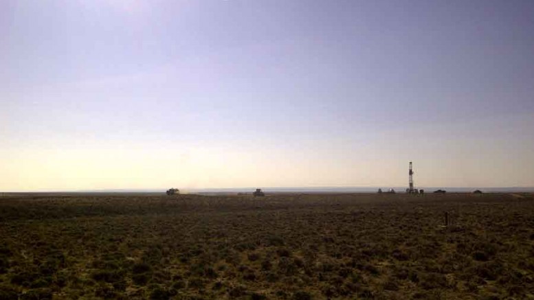 A drill rig and other equipment at Ur-Energy's Lost Creek uranium in-situ recovery project in Wyoming. Photo by Ur-Energy