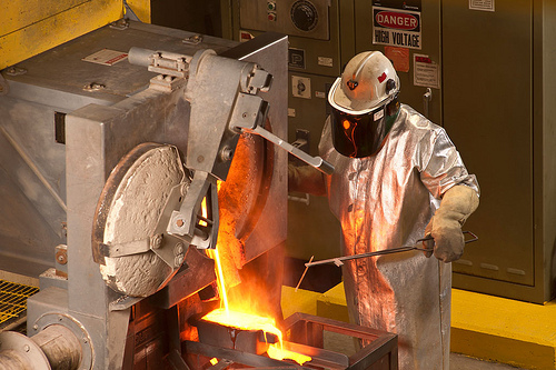 A gold pour at Lake Shore Gold's Bell Creek Mill. Credit: Lake Shore Gold
