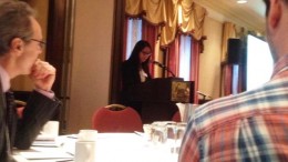 Commodities analyst Jessica Fung of BMO Capital Markets gave the keynote presentation at Red Cloud's fourth annual pre-PDAC Investor Showcase on Feb. 28 at the Fairmont Royal York Hotel. Photo by The Northern Miner.