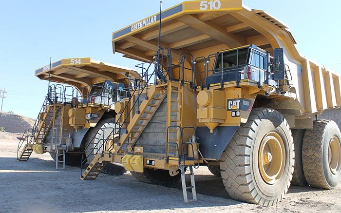 Haul trucks at Capstone Mining's Pinto Valley copper mine in Arizona. Credit: Capstone Mining