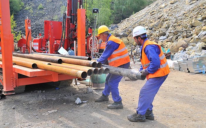 Workers with drill rods at Eldorado Gold's Certej gold project in central Romania. Credit: Eldorado Gold