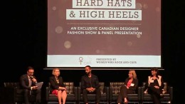 The Northern Miner's publisher Anthony Vaccaro (far left) moderates a panel at the Hard Hats & High Heels fashion show. Panelists (from left to right) included Holt Renfrew's vice president of exclusive services Lisa Tant, Fashion Magazine's contributing fashion editor George Antonopoulos, Kinross Gold's senior vice president of human resources Gina Jardine, and one of PwC Canada's partners Marelize Konig. Source: Women Who Rock