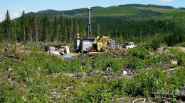 A drill rig in 2011 at Gold Fields and Consolidated Woodjam Copper's Woodjam copper-gold project in British Columbia. Source: Consolidated Woodjam Copper