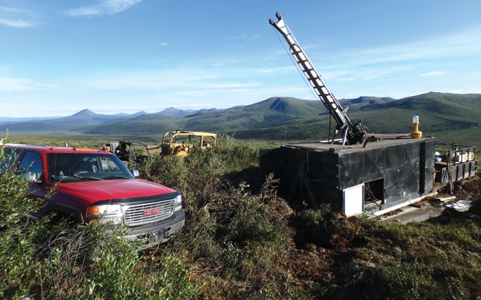 Drilling at Rockhaven Resources' Klaza gold-silver project, 50 km west of the town of Carmacks in the Yukon. Credit: Rockhaven Resources
