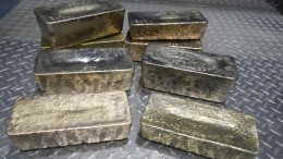 Gold bars at Lake Shore Gold's Bell Creek mill in Ontario. Credit: Lake Shore Gold