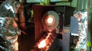 A gold pour at the Aurora project. Credit: Guyana Goldfields.
