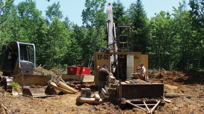 Drillers at Wolfden Resources’ Tetagouche lead-zinc-silver project in the New Brunswick’s Bathurst mining camp. Credit: Wolfden Resources.