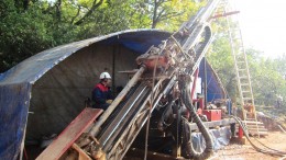 A drill rig at Eurasian Minerals’ Akarca gold-silver project in Turkey in late 2013. Photo by Salma Tarikh.