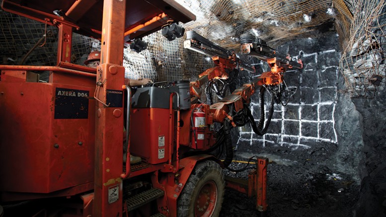 A jumbo underground at North American Palladium’s Lac des Iles palladium mine near Thunder Bay, Ontario. Credit: North American Palladium.