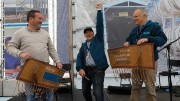 Cutting the ribbon at Stornoway Diamond’s Renard diamond mine in north-central Quebec’s James Bay region, from left: Patrick Godin, chief operating officer; Ghislain Poirier, vice-president of public affairs; and Matt Manson, president and CEO. Credit: Stornoway Diamond.