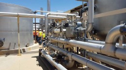 Stainless steel tanks, part of the copper production facilities at Excelsior Mining’s Johnson Creek Mine project. Credit: Excelsior Mining.